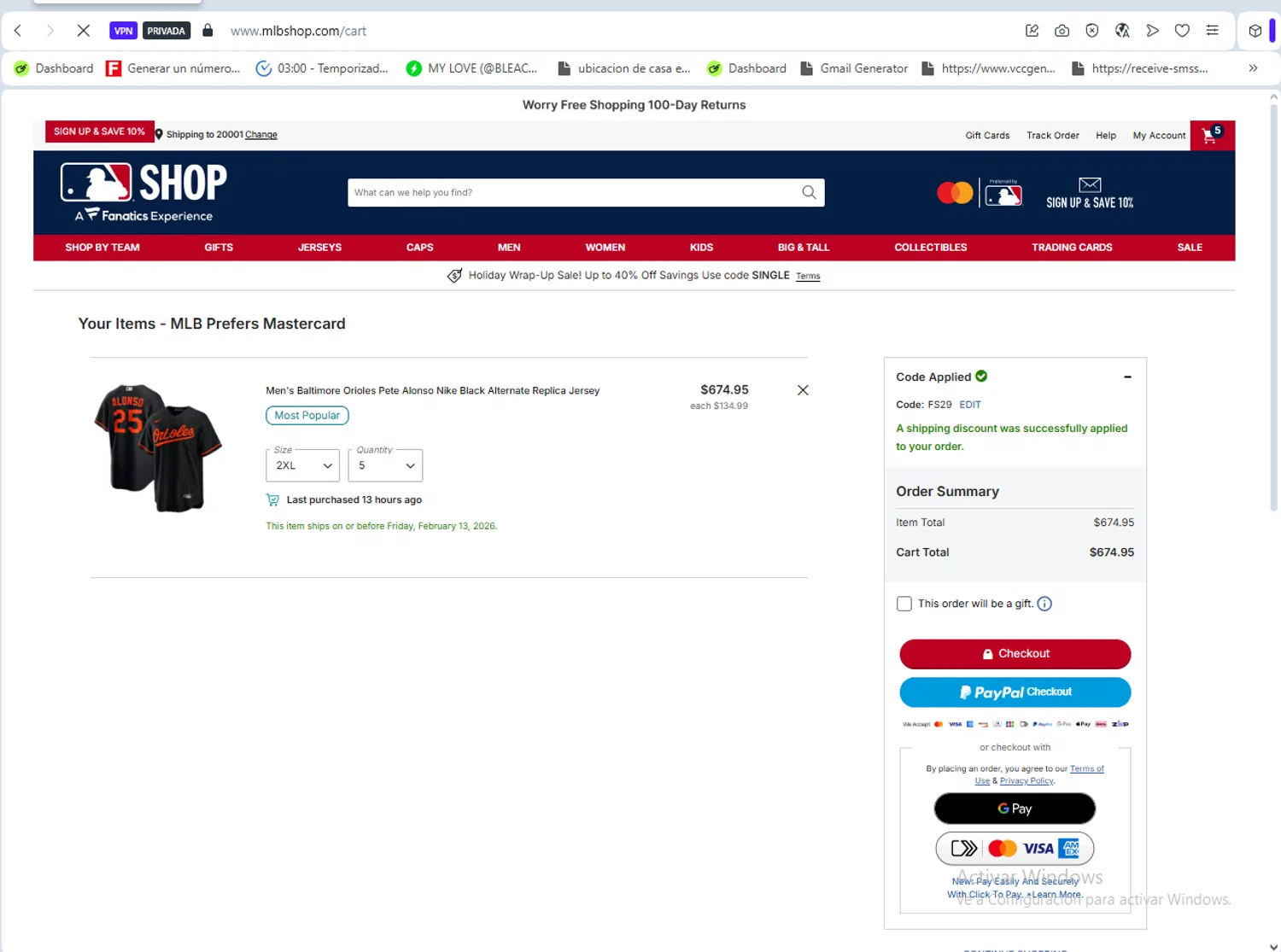 Pittsburgh Pirates checkout page showing Pittsburgh Pirates promo code box | Screenshot taken by SimplyCodes community member on Dec 29, 2025