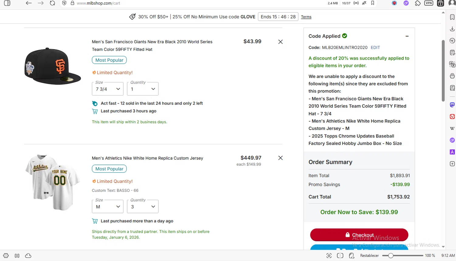 Pittsburgh Pirates checkout page showing Pittsburgh Pirates promo code box | Screenshot taken by SimplyCodes community member on Dec 16, 2025