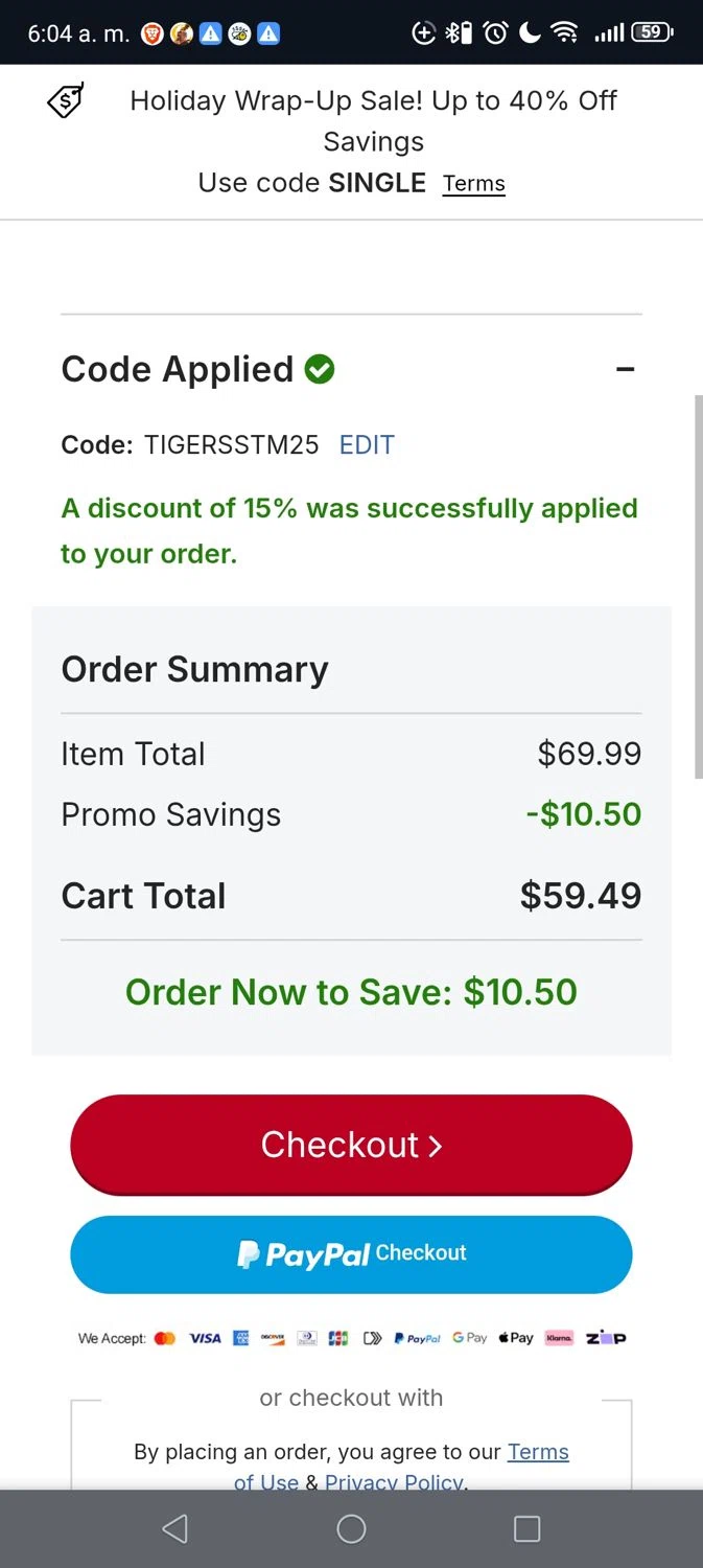 Pittsburgh Pirates checkout page showing Pittsburgh Pirates promo code box | Screenshot taken by SimplyCodes community member on Dec 26, 2025