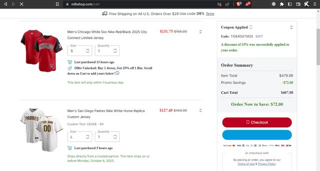Pittsburgh Pirates checkout page showing Pittsburgh Pirates promo code box | Screenshot taken by SimplyCodes community member on Sep 7, 2025