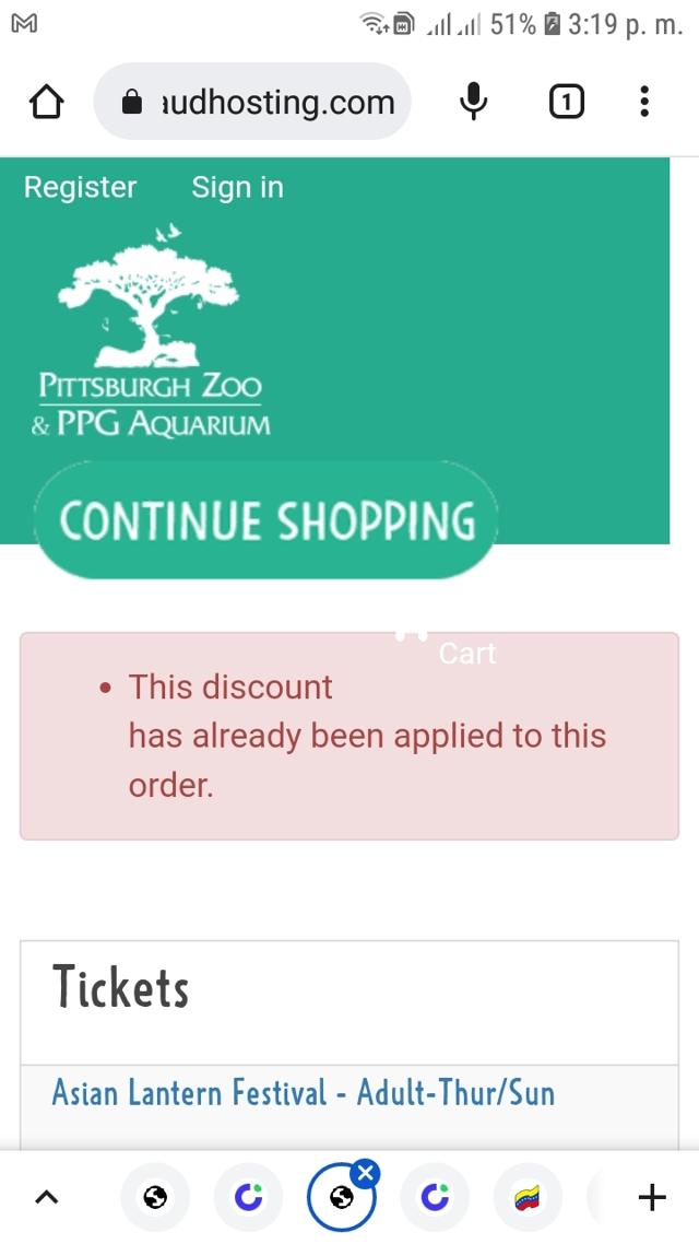 Pittsburgh Zoo checkout page showing Pittsburgh Zoo discount code box | Screenshot taken by SimplyCodes community member on Oct 16, 2022