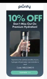 WELCOME10 coupon verification screenshot