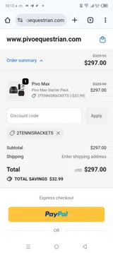 2TENNISRACKETS coupon verification screenshot
