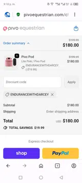 Endurancewithdarcey coupon verification screenshot