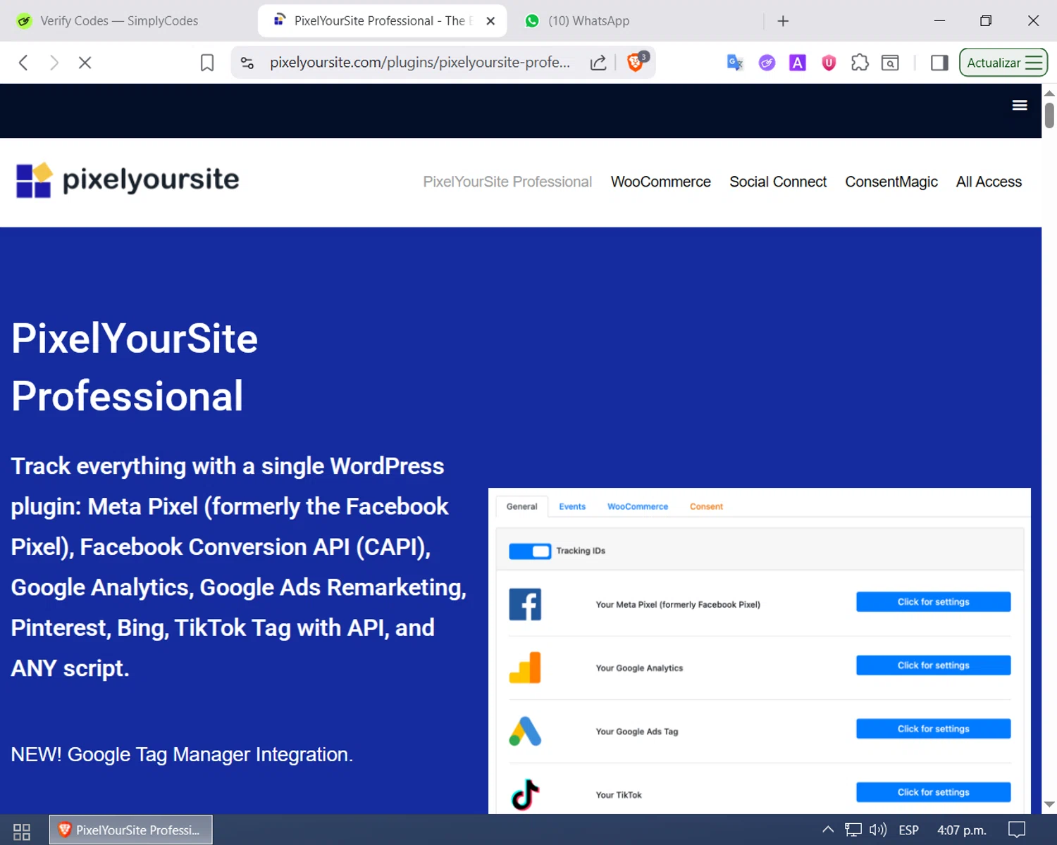 Pixel Your Site coupon code screenshot showing code PERSONALNOWQEKIIGG applied at Pixel Your Site checkout page. Uploaded by SimplyCodes community member LuckyPilot205 on Jul 27, 2025