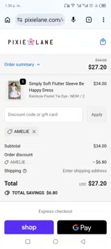 PixieLane coupon verification screenshot