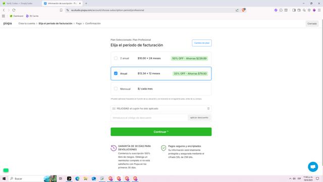 Pixpa checkout page showing Pixpa discount code box | Screenshot taken by SimplyCodes community member on Aug 18, 2025