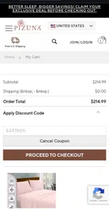 EARTH25 coupon verification screenshot