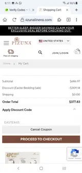 EASTER45 coupon verification screenshot