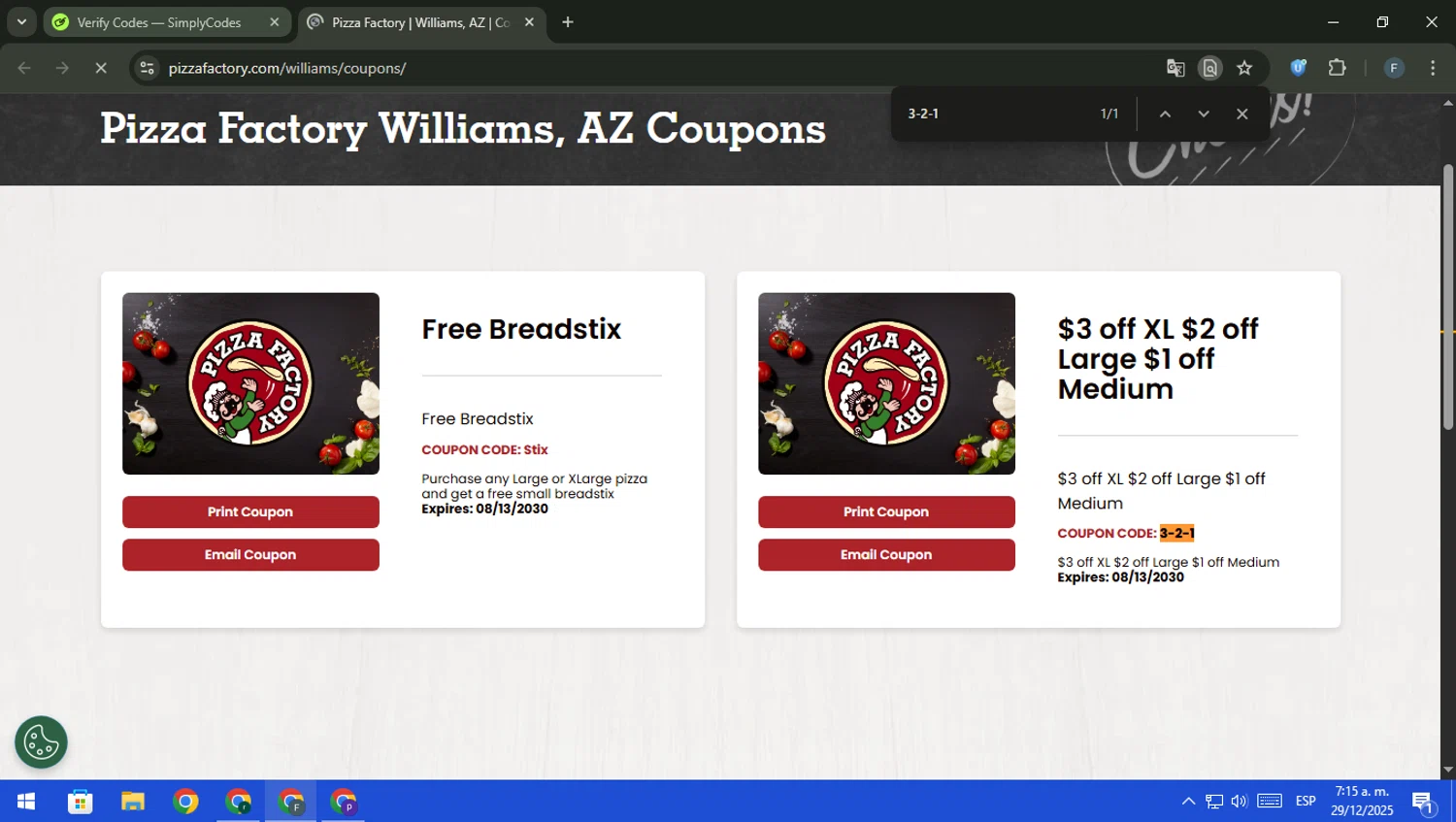 Pizza Factory Promo Codes - $5 Off (3 Verified) Feb 2026