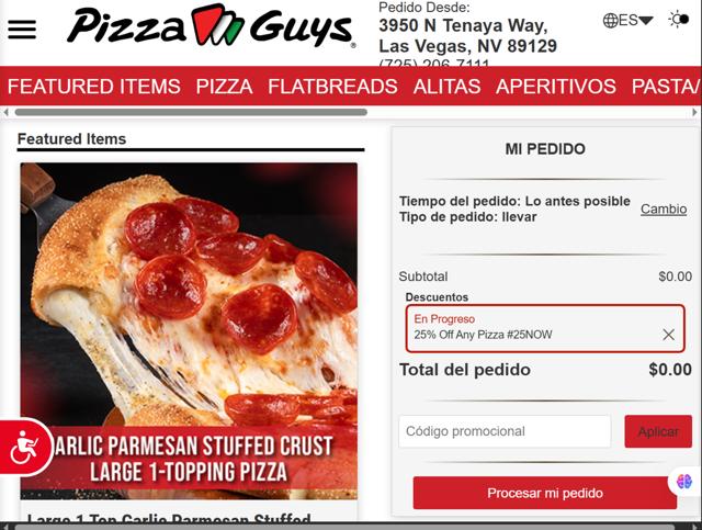 Pizza Guys checkout page showing Pizza Guys coupon code box | Screenshot taken by SimplyCodes community member on Jul 9, 2025