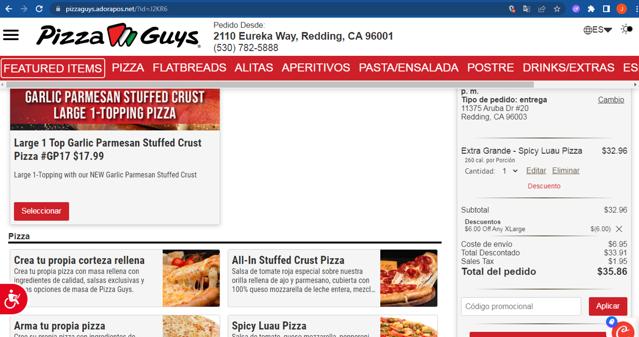 Pizza Guys checkout page showing Pizza Guys coupon code box | Screenshot taken by SimplyCodes community member on Aug 6, 2025