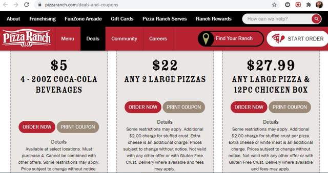 Pizza Ranch checkout page showing Pizza Ranch promo code box | Screenshot taken by SimplyCodes community member on Jul 29, 2020