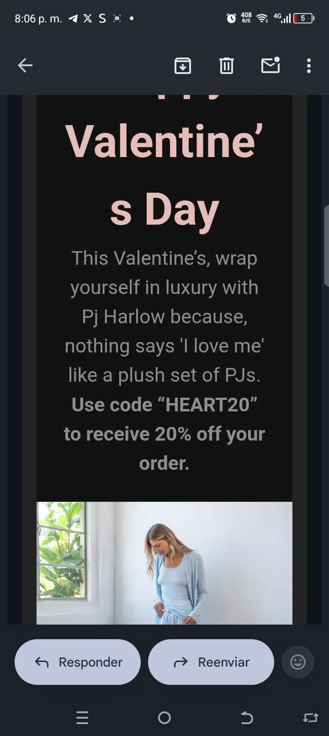PJ Harlow promo code screenshot showing code HEART20 applied at PJ Harlow checkout page. Uploaded by SimplyCodes community member kellymoreno on Jan 29, 2026