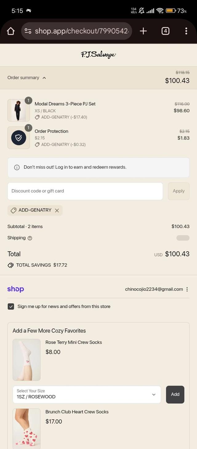 P.J. Salvage checkout page showing P.J. Salvage promo code box | Screenshot taken by SimplyCodes community member on Sep 10, 2025