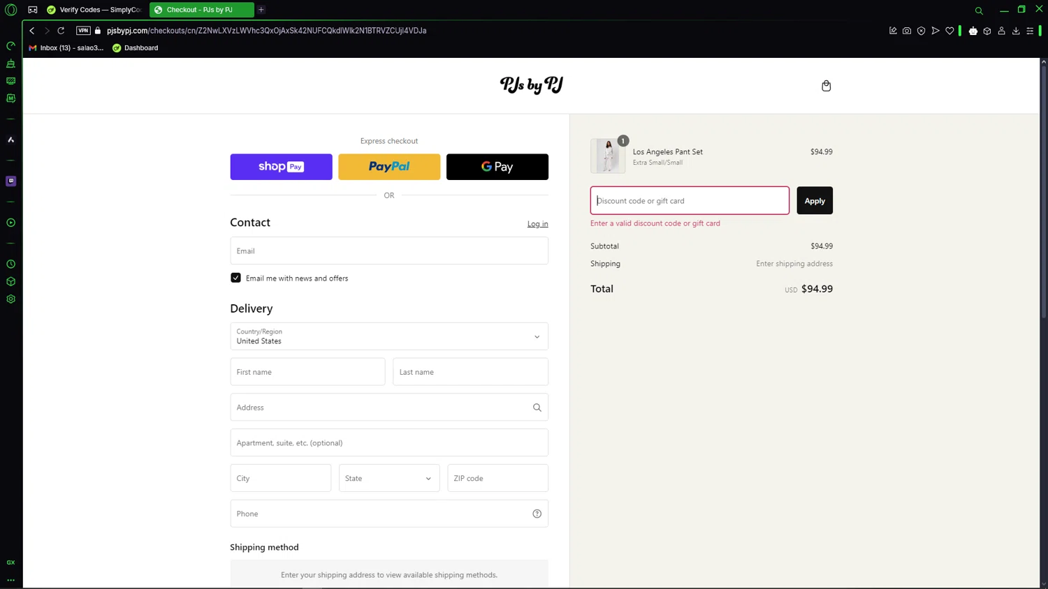 PJs by PJ discount code screenshot showing code PRESIDENT15 applied at PJs by PJ checkout page. Uploaded by SimplyCodes community member LegendaryCaptain2435 on Feb 28, 2025