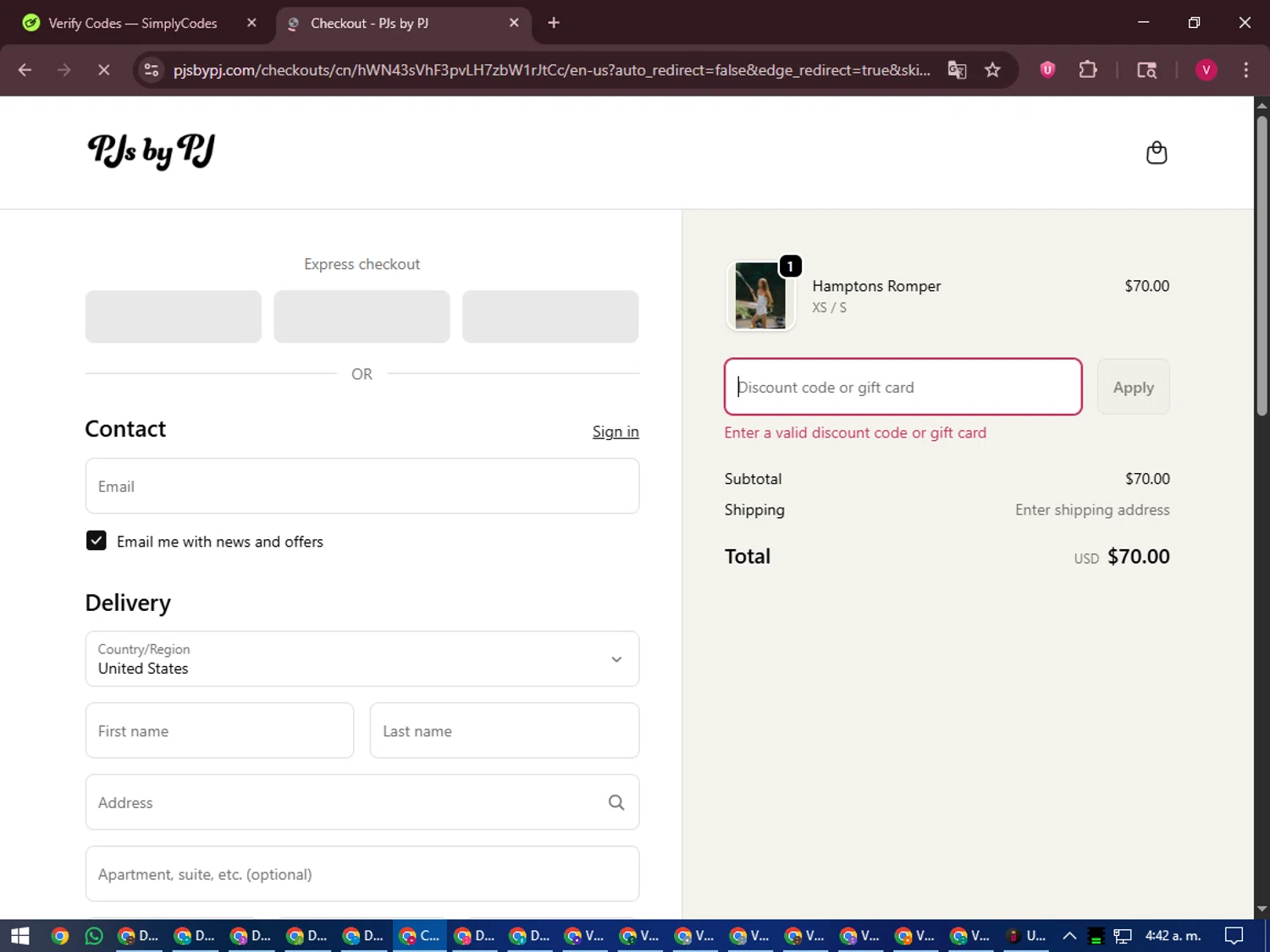 PJs by PJ discount code screenshot showing code PJS15 applied at PJs by PJ checkout page. Uploaded by SimplyCodes community member ShieldEagle6102 on Oct 13, 2025