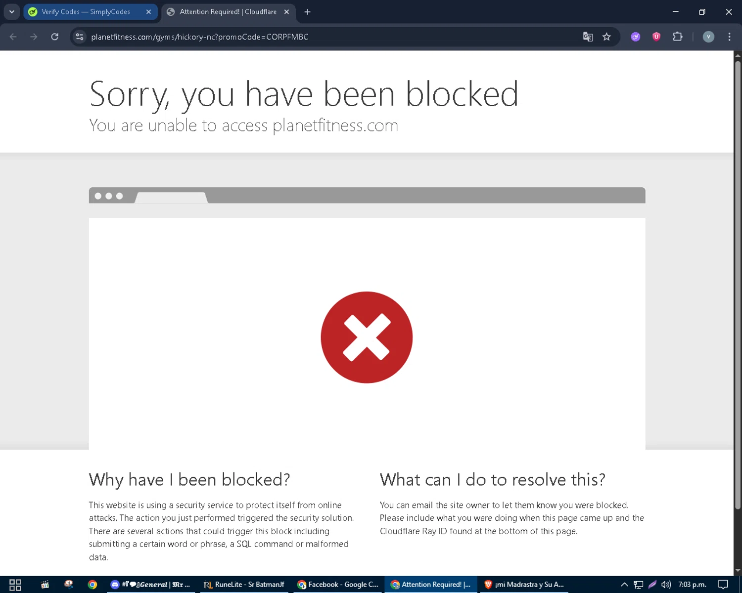 Planet Fitness promo code screenshot showing code CORPFMBC applied at Planet Fitness checkout page. Uploaded by SimplyCodes community member charmander589 on Aug 7, 2025