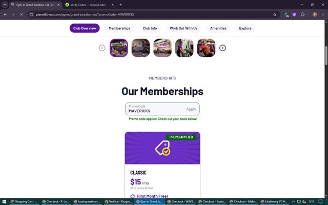 Planet Fitness checkout page showing Planet Fitness promo code box | Screenshot taken by SimplyCodes community member on Aug 24, 2025