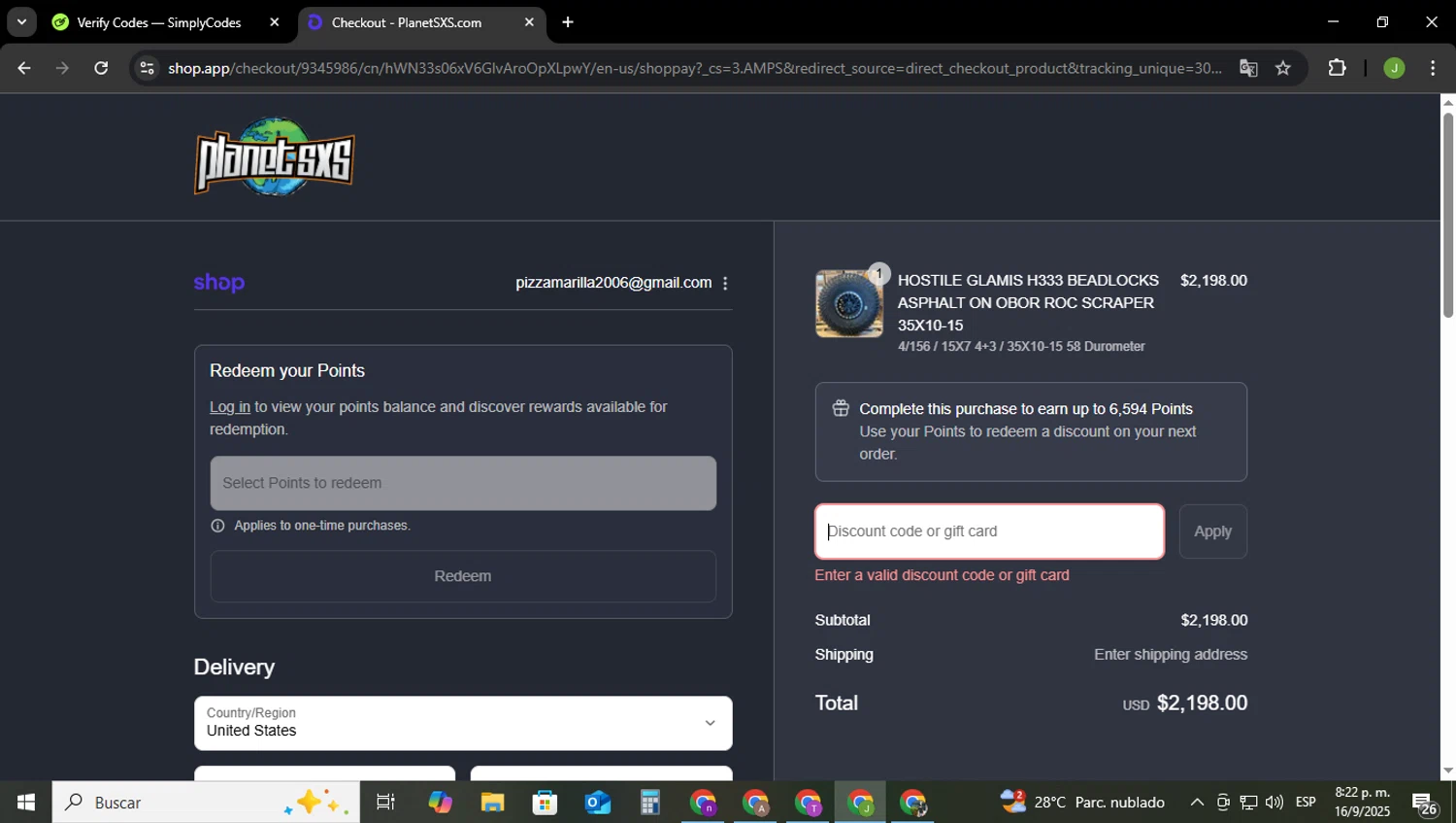 Planet SxS discount code screenshot showing code GET100 applied at Planet SxS checkout page. Uploaded by SimplyCodes community member SAIKOO on Sep 17, 2025
