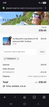 Friends15 coupon verification screenshot