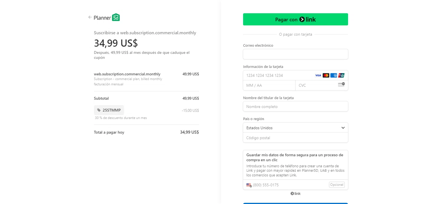 Planner 5D promo code screenshot showing code 25STMMP applied at Planner 5D checkout page. Uploaded by SimplyCodes community member bettercallkim on Feb 7, 2025