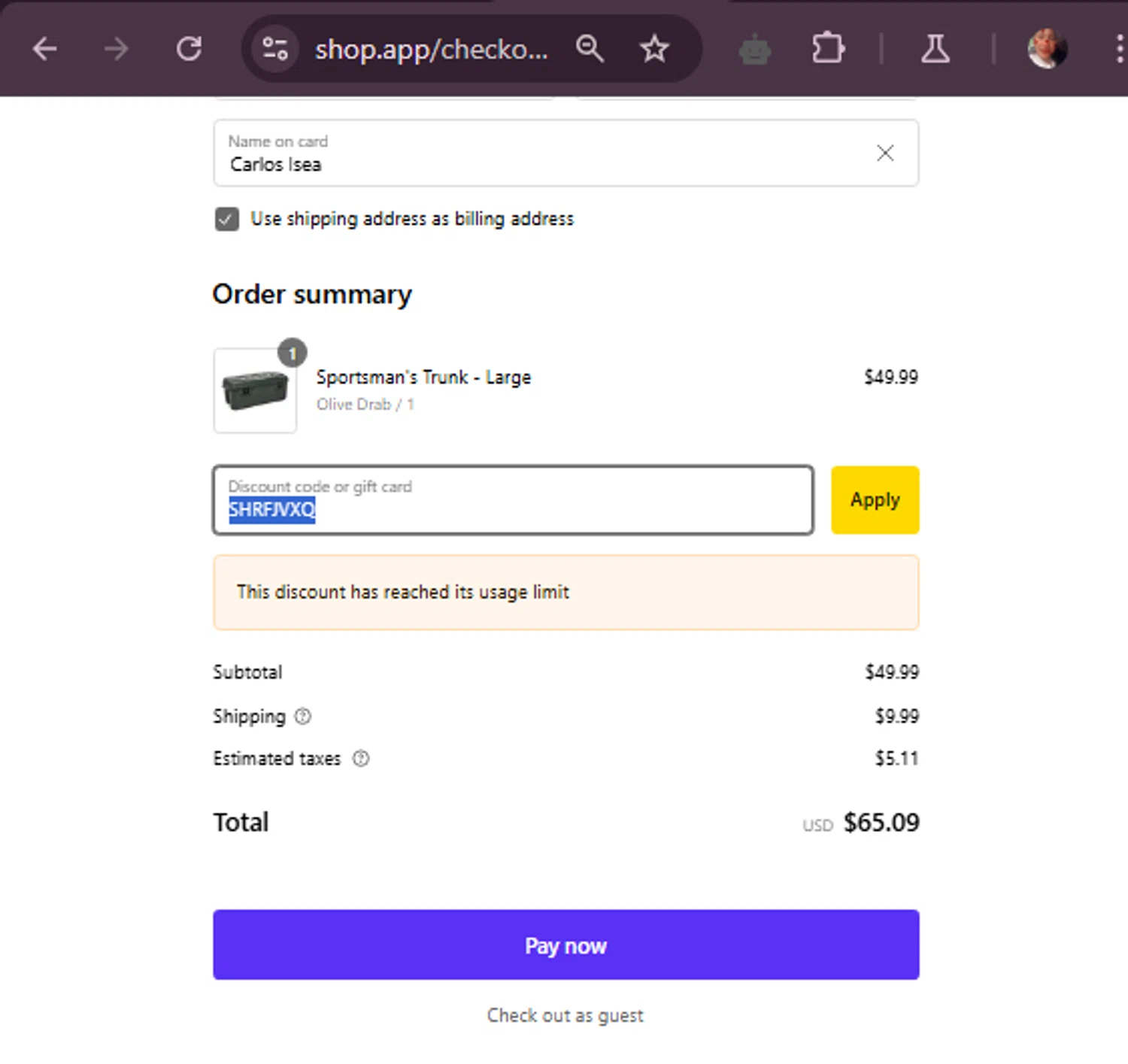 PLANO discount code screenshot showing code SHRFJVXQ applied at PLANO checkout page. Uploaded by SimplyCodes community member Sanchezcarol on Feb 26, 2025