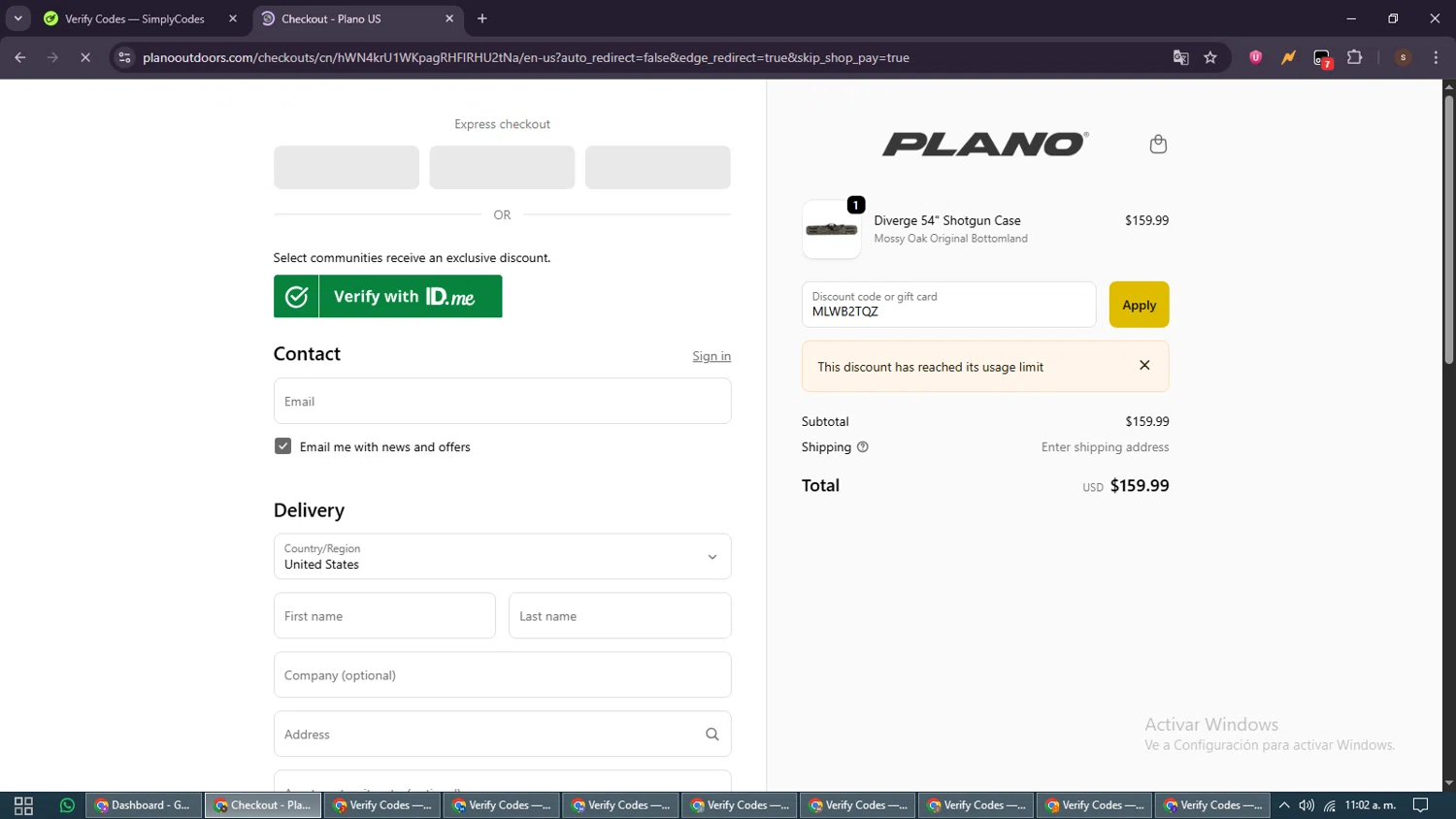 PLANO discount code screenshot showing code MLWB2TQZ applied at PLANO checkout page. Uploaded by SimplyCodes community member GoldSentinel1426 on Oct 31, 2025