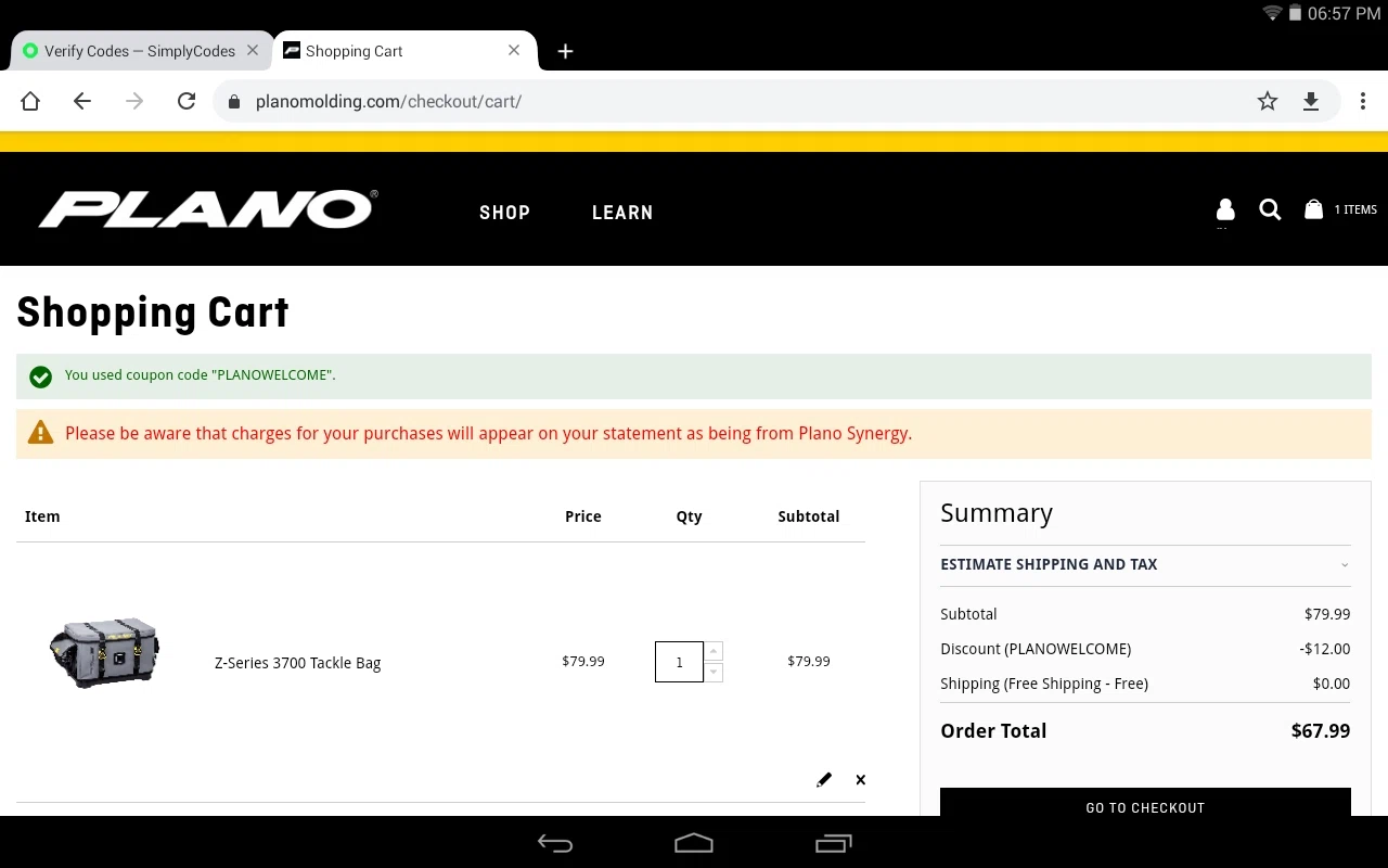 PLANO checkout page showing PLANO discount code box | Screenshot taken by SimplyCodes community member on May 5, 2021