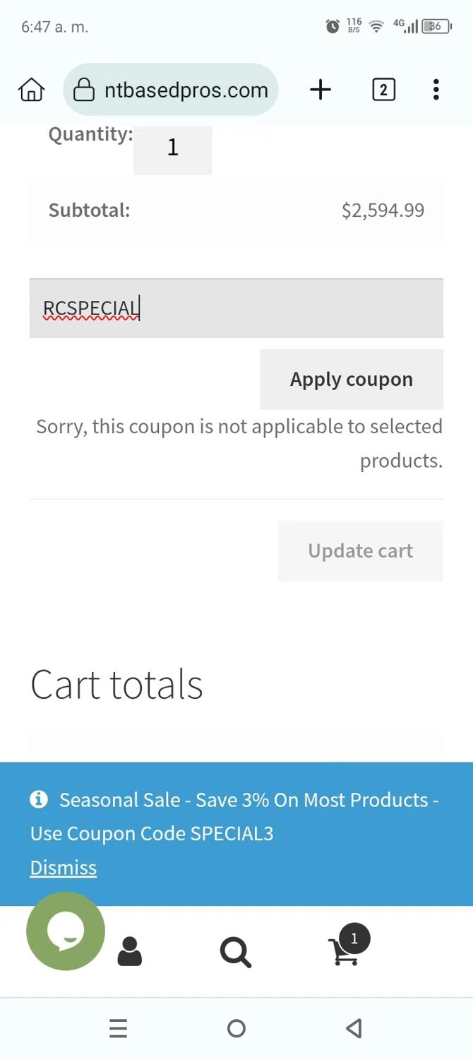 Plant Based Pros coupon code screenshot showing code RCSPECIAL applied at Plant Based Pros checkout page. Uploaded by SimplyCodes community member Anthony_Diaz on Mar 3, 2025