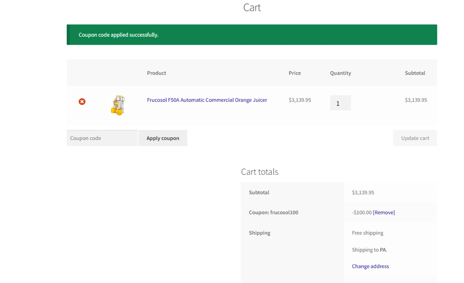 Plant Based Pros coupon code screenshot showing code Frucosol100 applied at Plant Based Pros checkout page. Uploaded by SimplyCodes community member yeresojperez on Sep 19, 2025