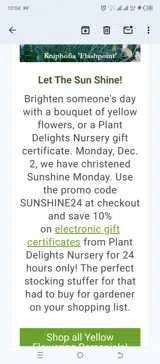 Plant Delights Nursery coupon verification screenshot
