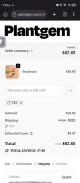 YES coupon verification screenshot
