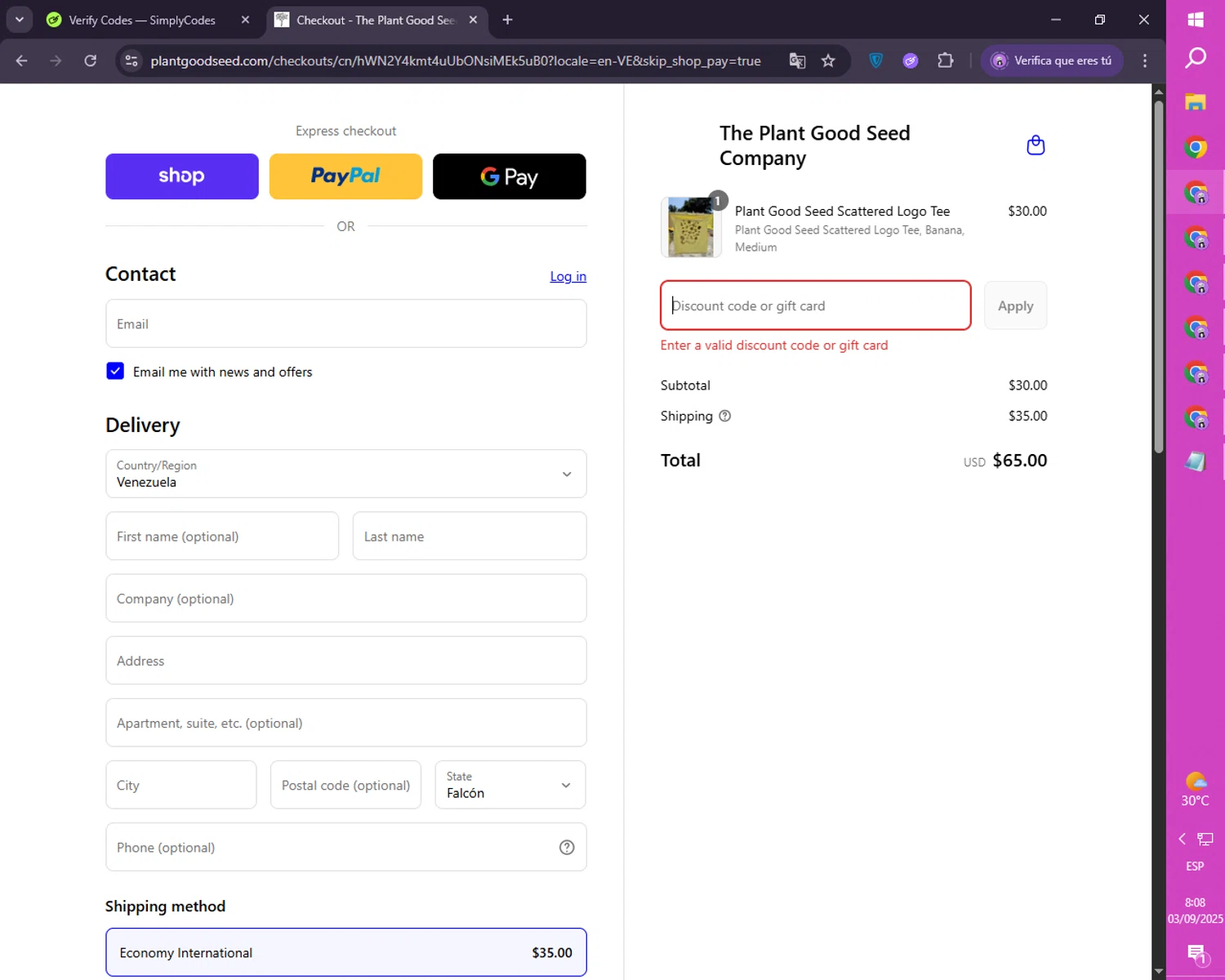 Plant Good Seed promo code screenshot showing code LAAYBORDAY2025 applied at Plant Good Seed checkout page. Uploaded by SimplyCodes community member CoinRanger7926 on Sep 3, 2025