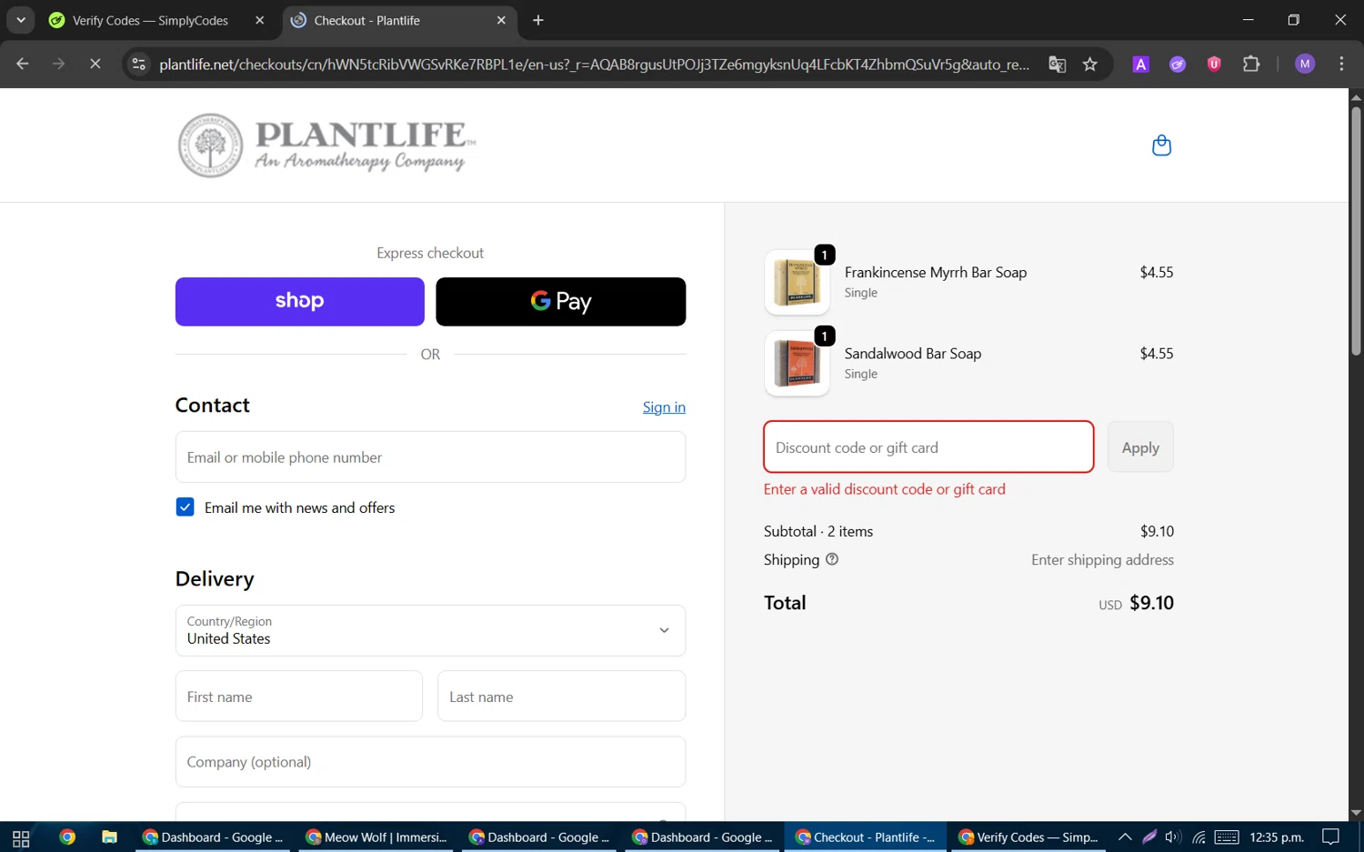 Plantlife discount code screenshot showing code WELCOME15 applied at Plantlife checkout page. Uploaded by SimplyCodes community member VoucherScout6115 on Nov 30, 2025