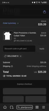 Plant Provisions coupon verification screenshot