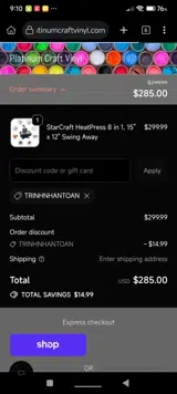 TRINHNHANTOAN coupon verification screenshot