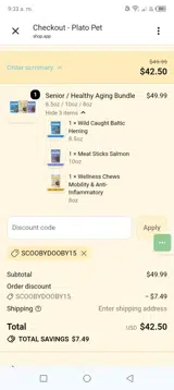 Plato Pet Treats coupon verification screenshot