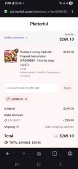 Laura10 coupon verification screenshot