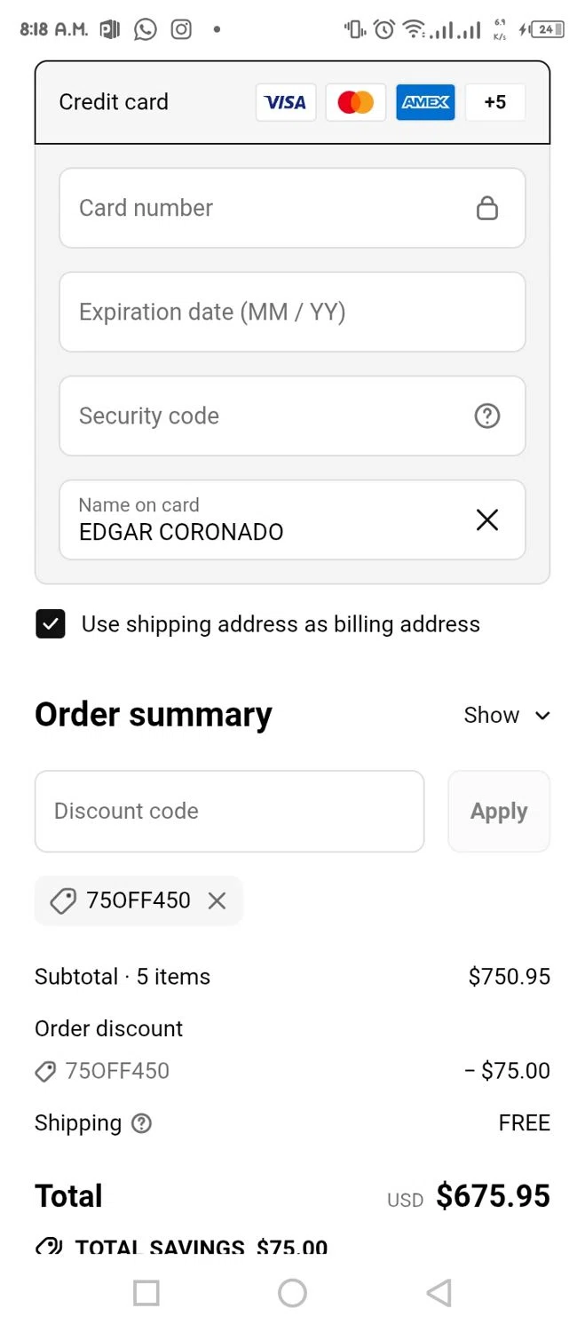 Platypod discount code screenshot showing code 75off450 applied at Platypod checkout page. Uploaded by SimplyCodes community member tumiedo on Sep 25, 2025