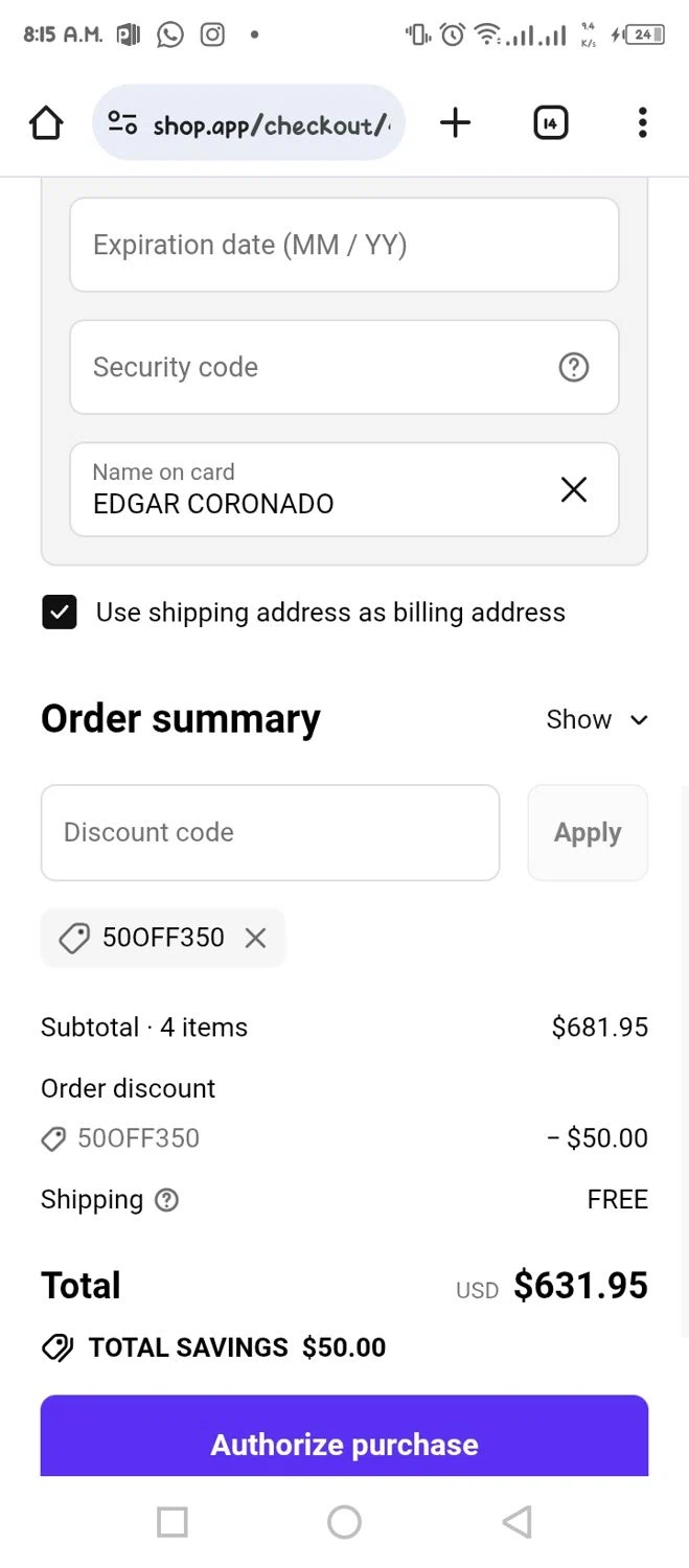 Platypod discount code screenshot showing code 50off350 applied at Platypod checkout page. Uploaded by SimplyCodes community member tumiedo on Sep 25, 2025