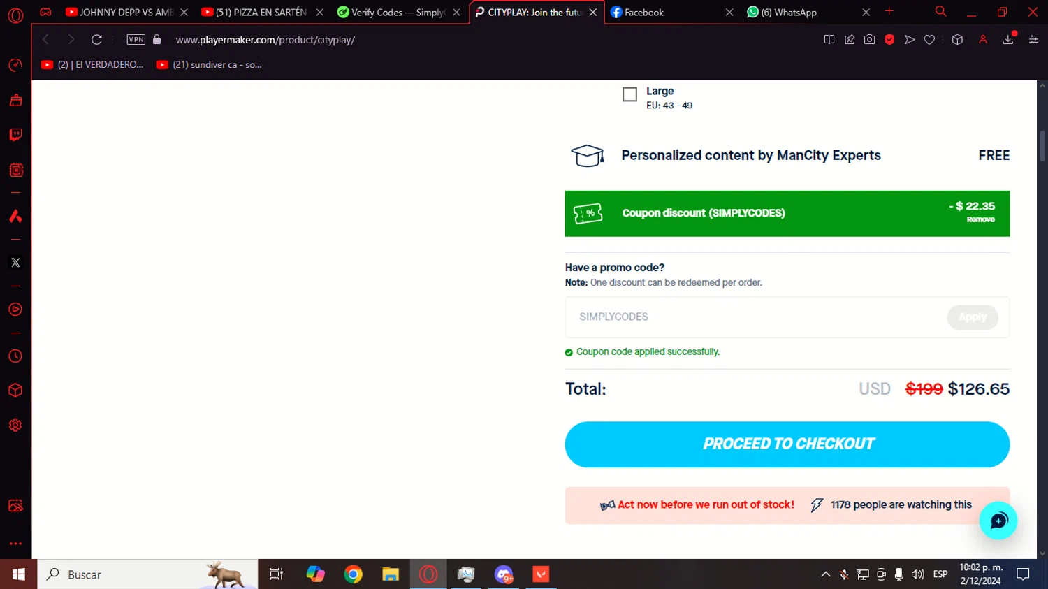 Playermaker checkout page showing Playermaker promo code box | Screenshot taken by SimplyCodes community member on Dec 3, 2024