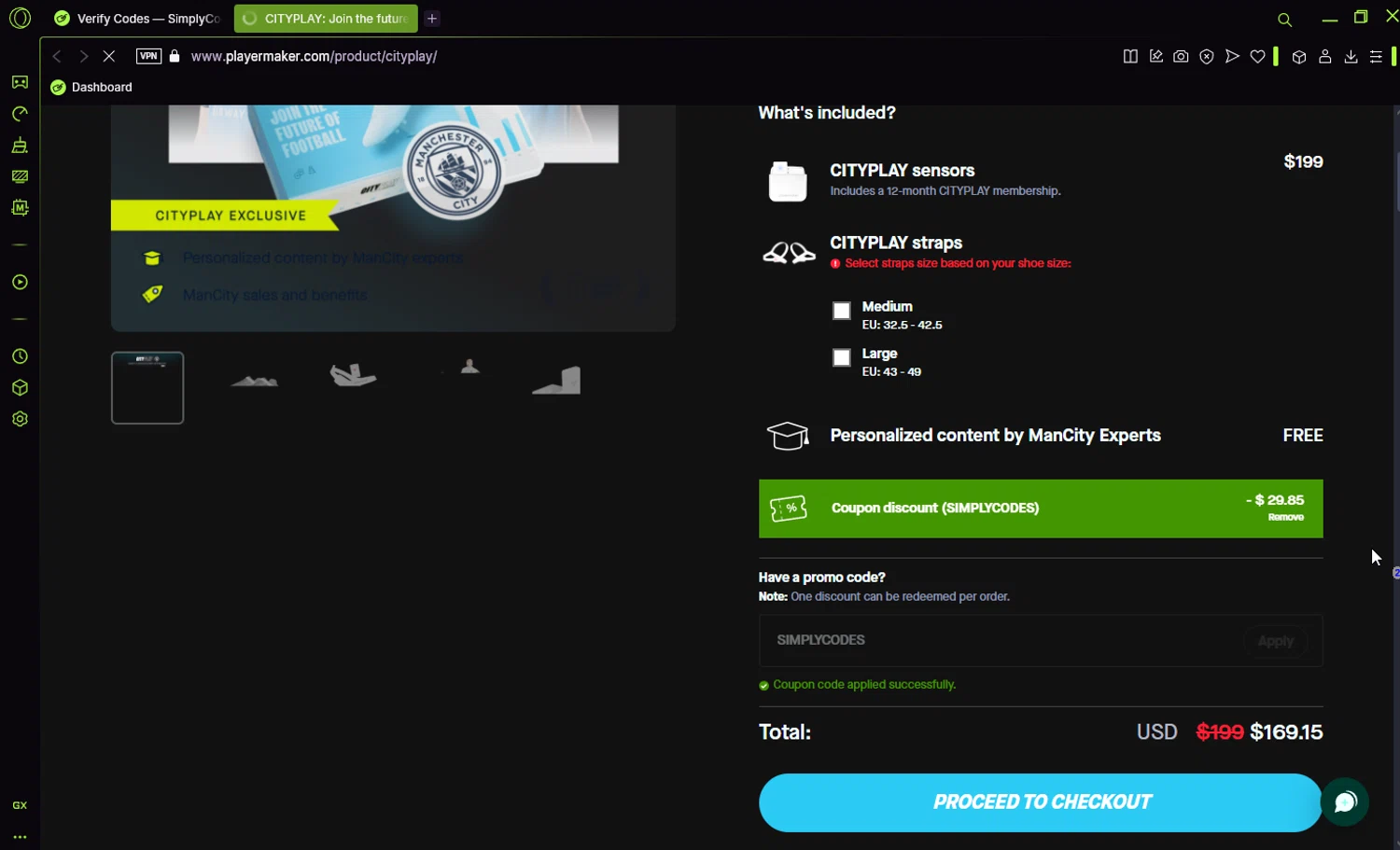 Playermaker checkout page showing Playermaker promo code box | Screenshot taken by SimplyCodes community member on Apr 15, 2025
