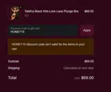 HONEY15 coupon verification screenshot