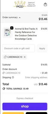 CARDMAGIC10 coupon verification screenshot