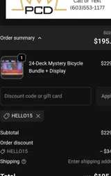 HELLO15 coupon verification screenshot