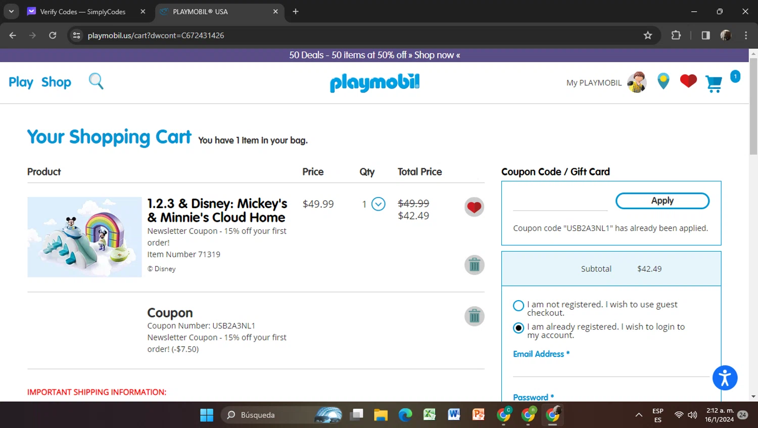 where to use Playmobil US promo code box