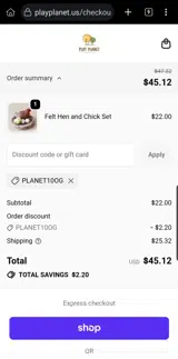 PLANET10og coupon verification screenshot