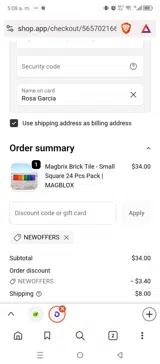 newoffers coupon verification screenshot