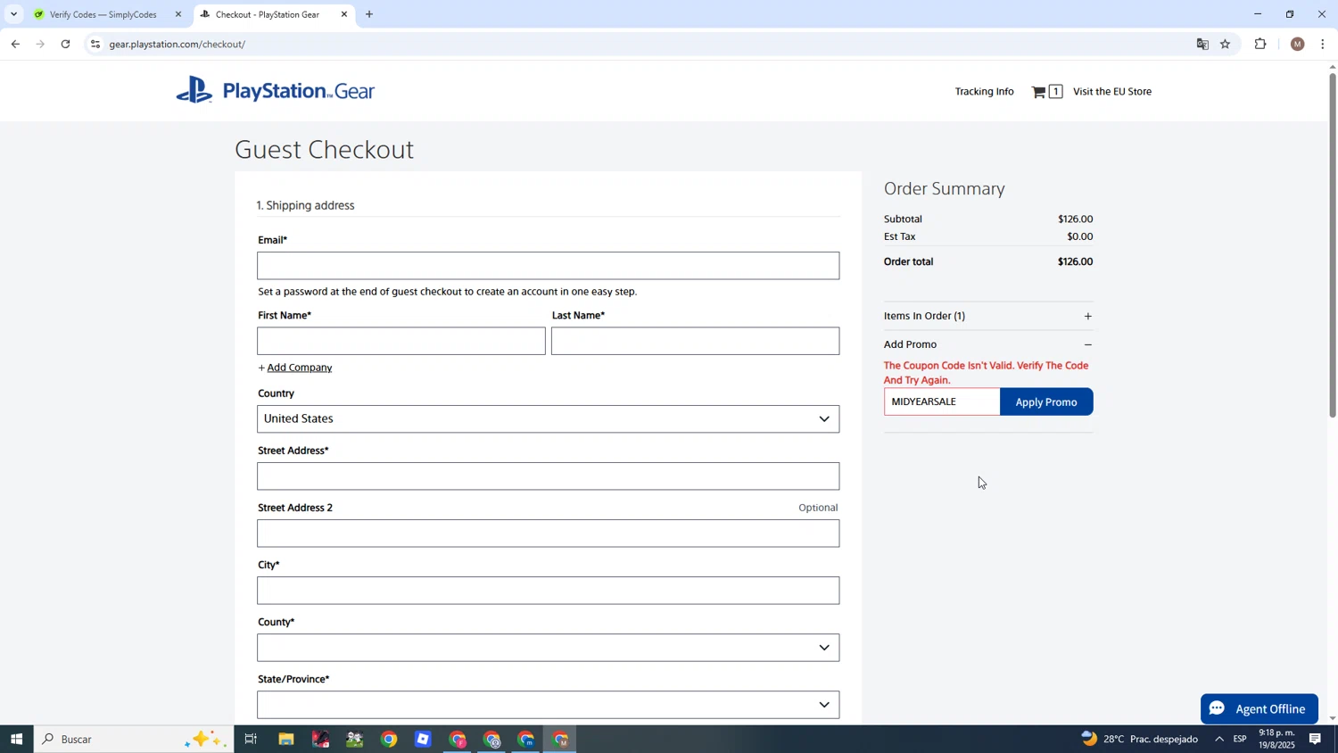 Playstation discount code screenshot showing code MIDYEARSALE applied at Playstation checkout page. Uploaded by SimplyCodes community member SavvyTitan7306 on Aug 20, 2025